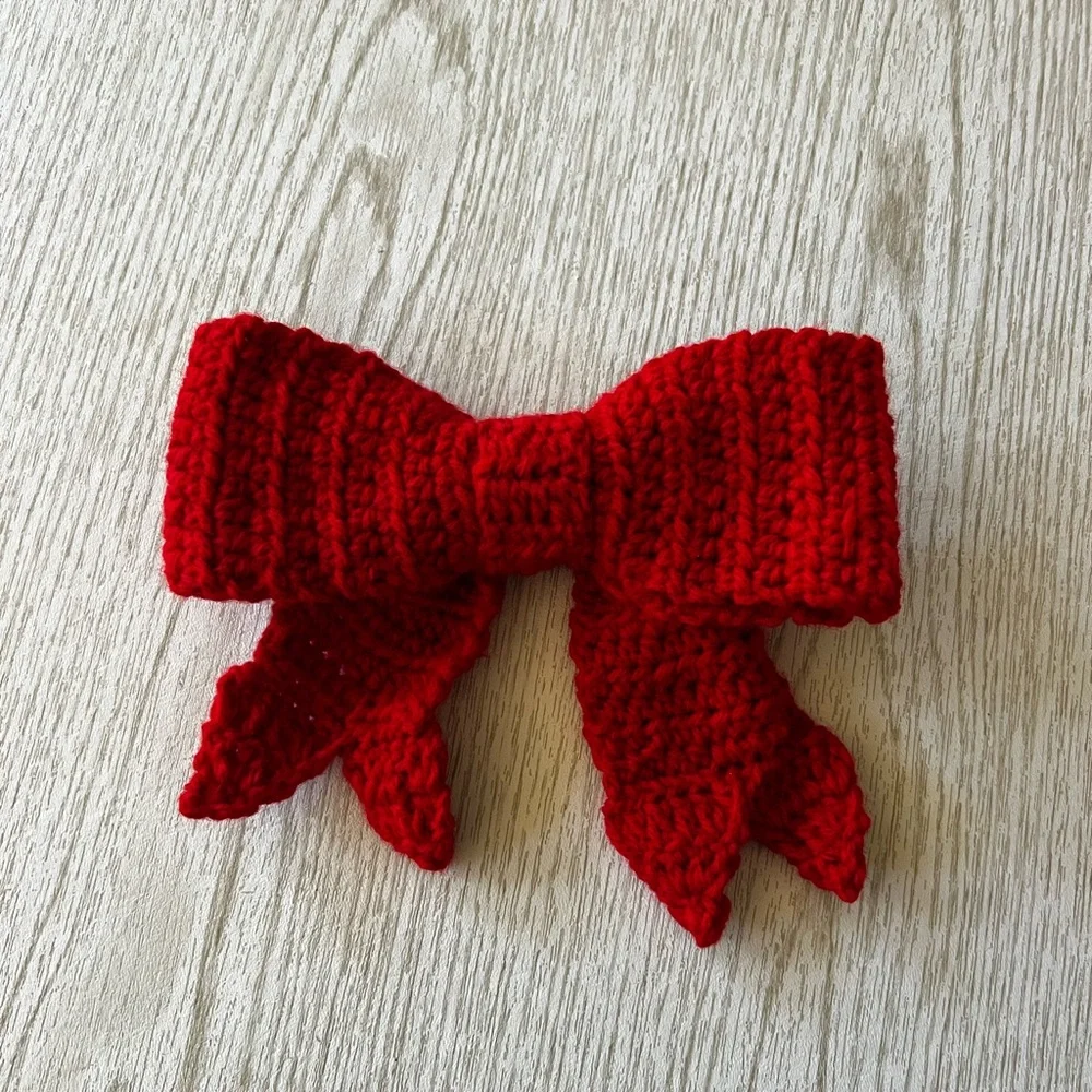 Hand Crocheted Big Red Christmas Bow! - Picture 2 of 14